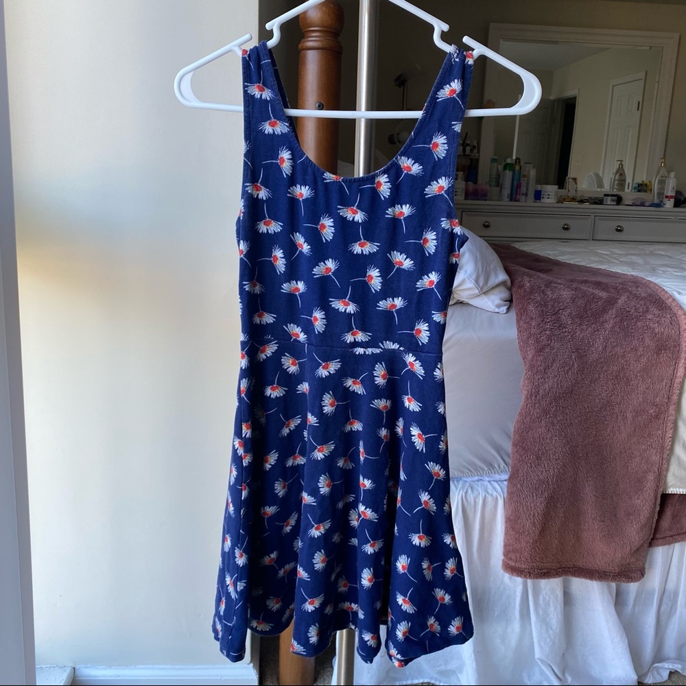 Pacsun Blue Floral Cutout Dress, Small